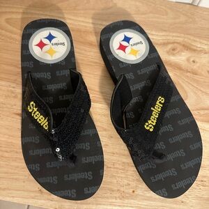 Pittsburgh Steelers Black Flip Flops